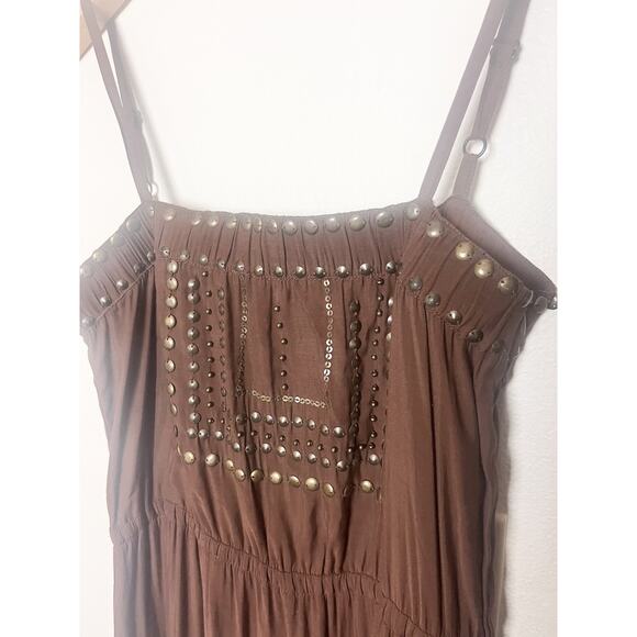 Tamara Catz Brown Studded Strap Dress Women’s Sz Medium Maui Designer - Picture 3 of 6